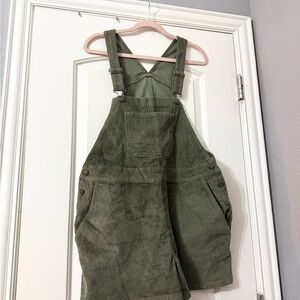 Hollister Olive Green Corduroy Short Overalls